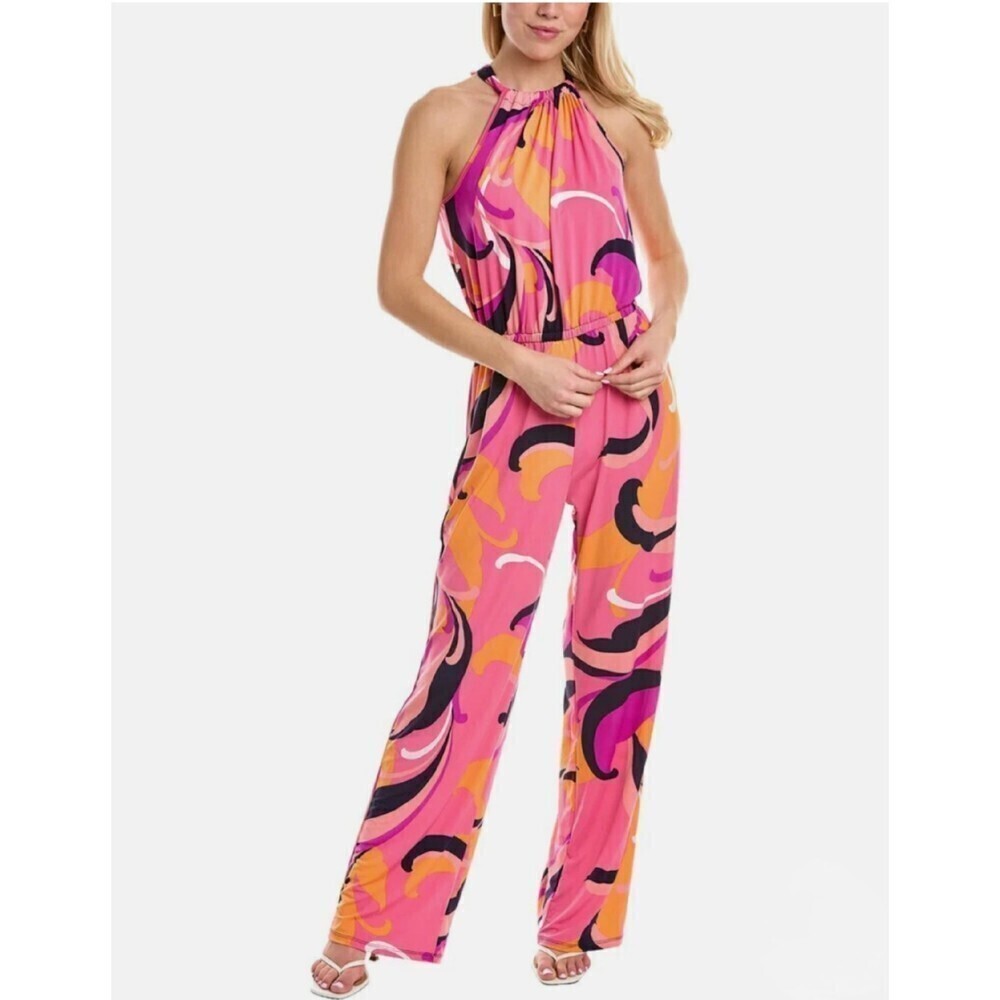 New! Trina by Trina Turk Tropical Print Halter Juju Jumpsuit